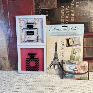 Chic Paris-Themed Relic Tri-Fold Wallet and Framed Art